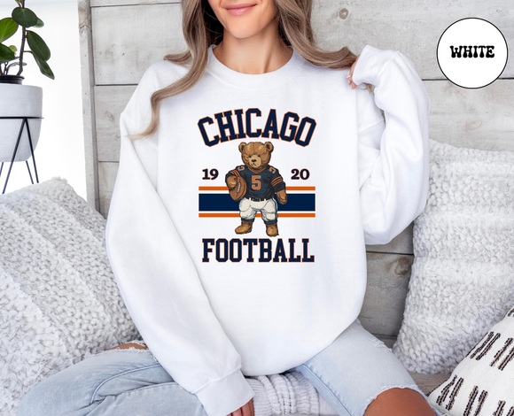 Tops - Retro Chicago Football White SweatshirtChicago Football Sweater